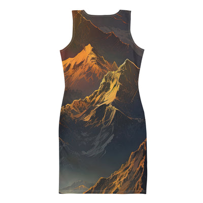 Wunderschöne Himalaya Gebirge im Nebel und Sonnenuntergang - Malerei - Langes Damen Kleid (All-Over Print) berge xxx