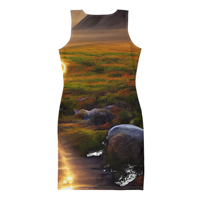 Landschaft mit wilder Atmosphäre - Malerei - Langes Damen Kleid (All-Over Print) berge xxx