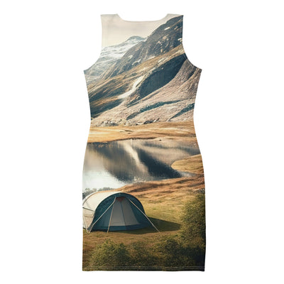 Zelt, Berge und Bergsee - Langes Damen Kleid (All-Over Print) camping xxx