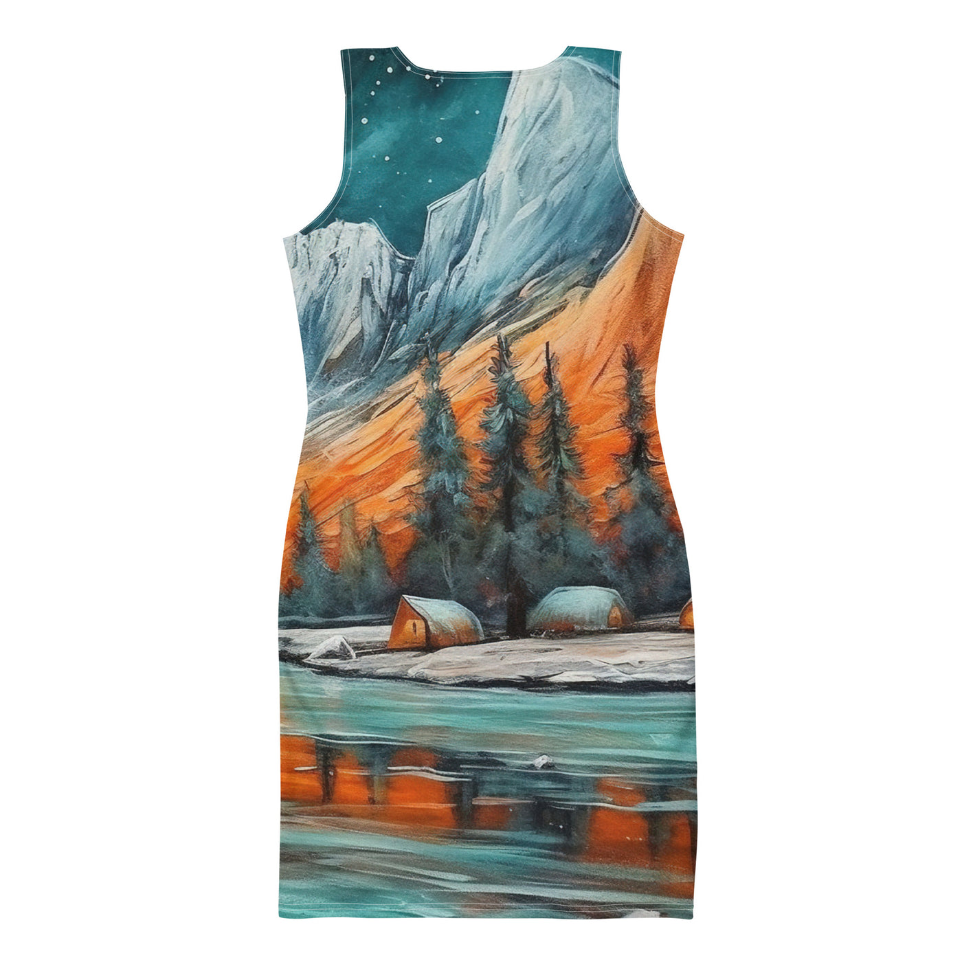 Berglandschaft und Zelte - Nachtstimmung - Landschaftsmalerei - Langes Damen Kleid (All-Over Print) camping xxx