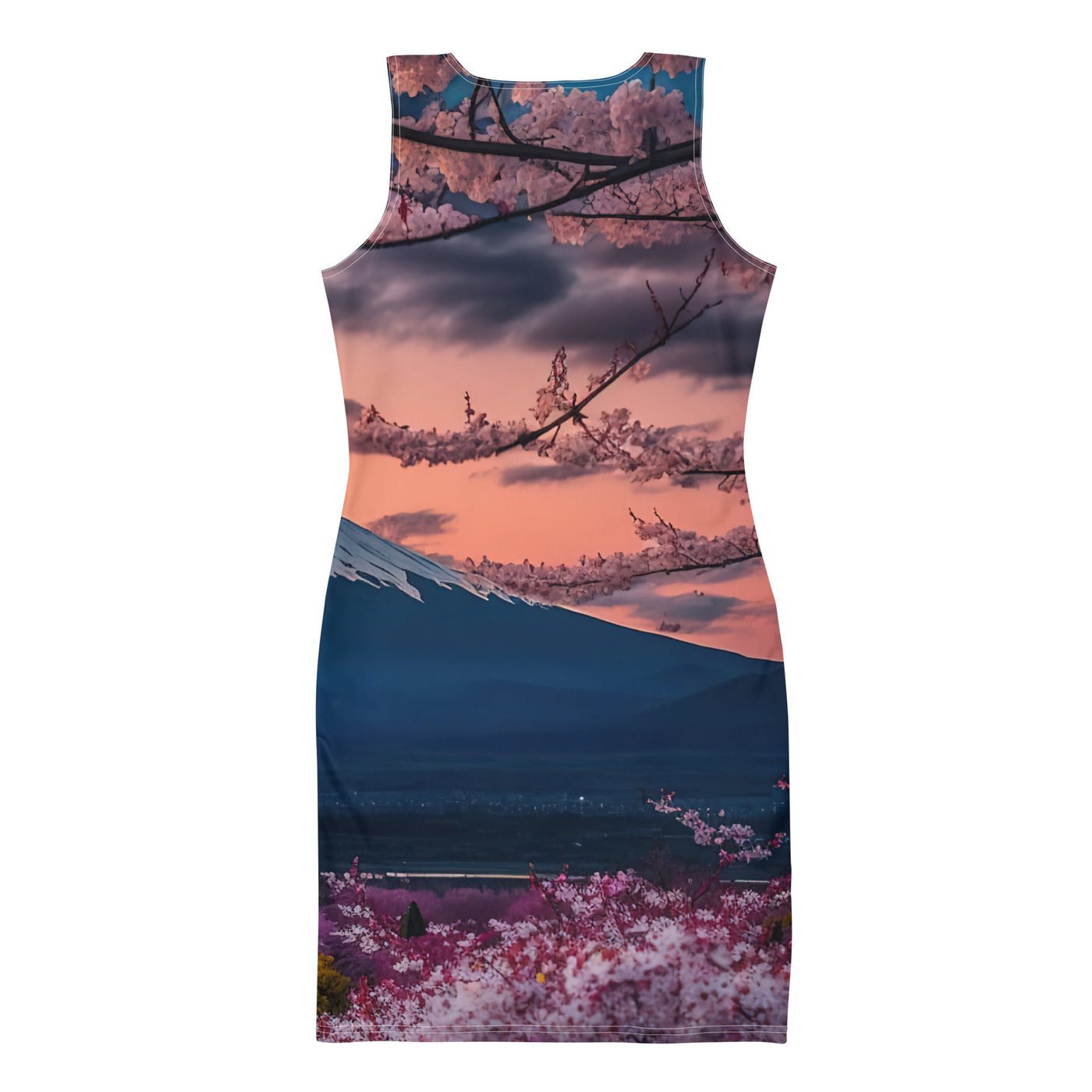 Berg - Pinke Bäume und Blumen - Langes Damen Kleid (All-Over Print) berge xxx