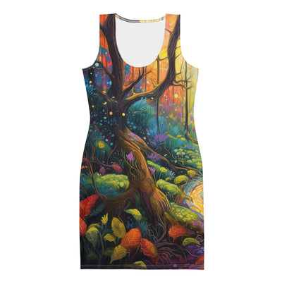 Wald und Wanderweg - Bunte, farbenfrohe Malerei - Langes Damen Kleid (All-Over Print) camping xxx