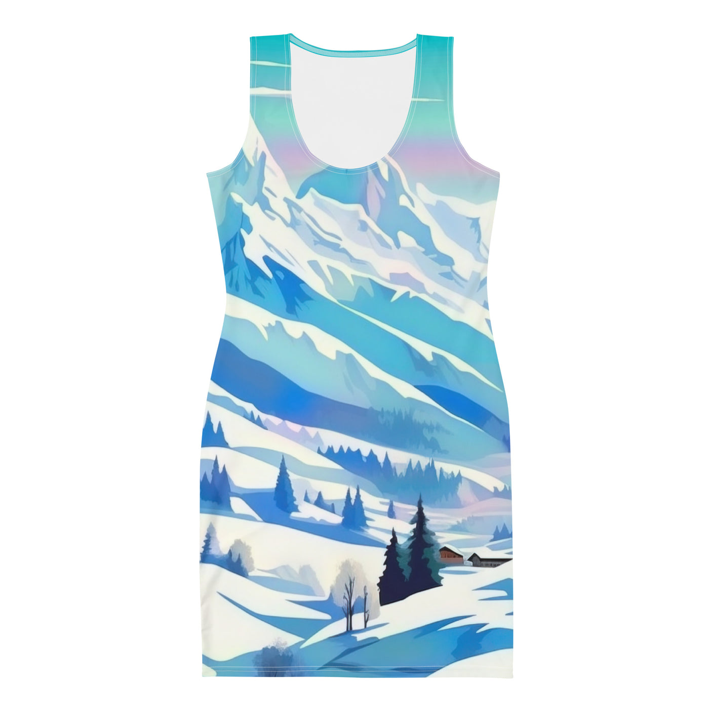 Berge und Schnee - Landschaft - Langes Damen Kleid (All-Over Print) ski xxx XL