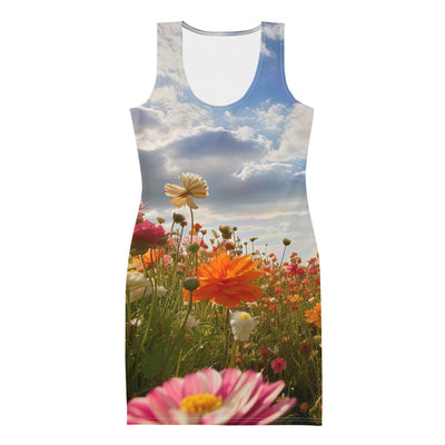 Blumenfeld und Sonnenschein - Langes Damen Kleid (All-Over Print) camping xxx XL
