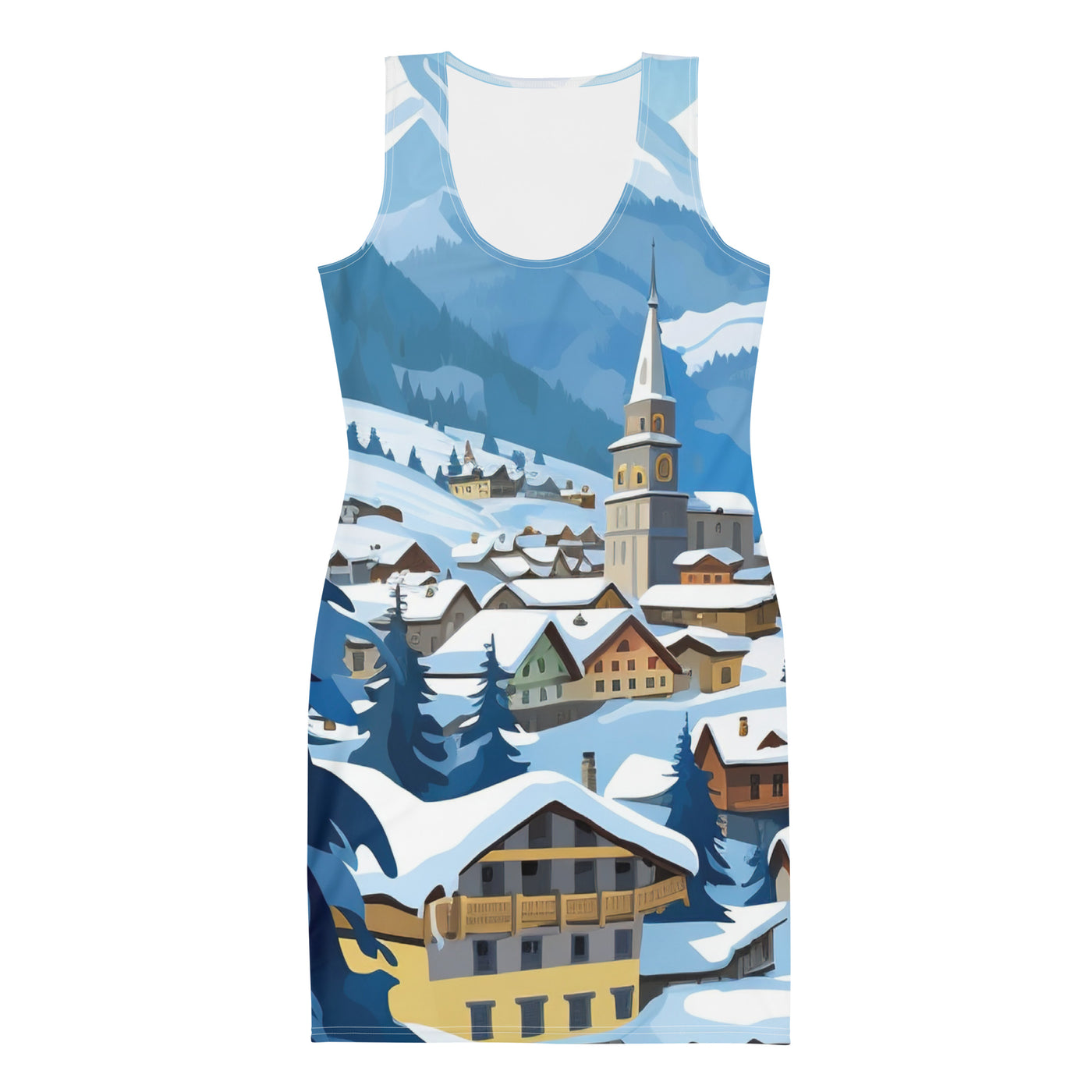 Kitzbühl - Berge und Schnee - Landschaftsmalerei - Langes Damen Kleid (All-Over Print) ski xxx XL