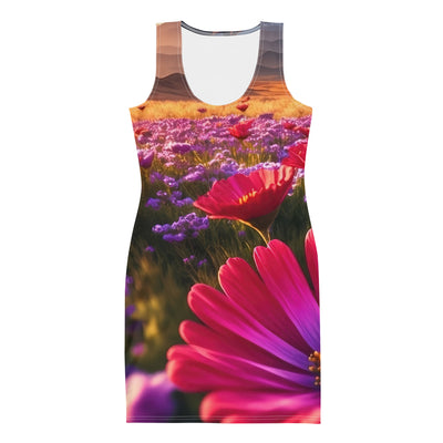 Wünderschöne Blumen und Berge im Hintergrund - Langes Damen Kleid (All-Over Print) berge xxx