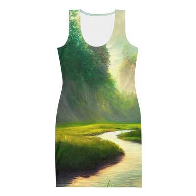 Bach im tropischen Wald - Landschaftsmalerei - Langes Damen Kleid (All-Over Print) camping xxx