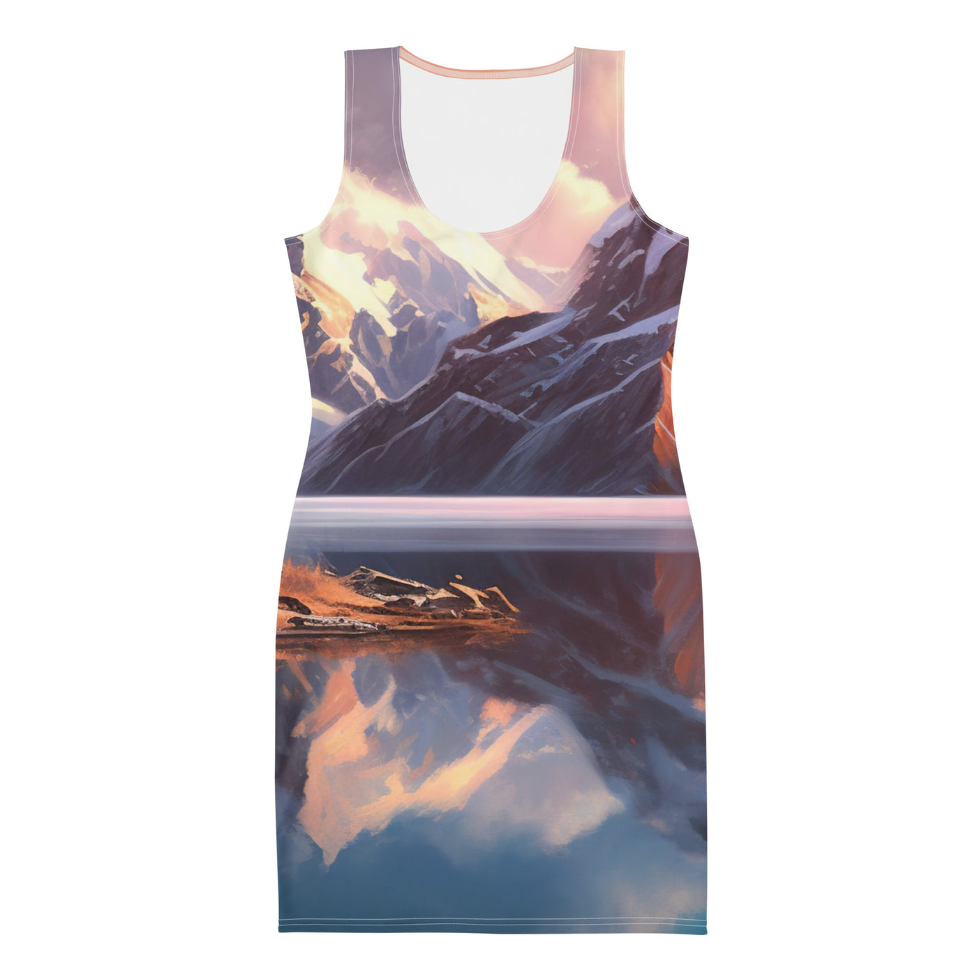 Berg und Bergsee - Landschaftsmalerei - Langes Damen Kleid (All-Over Print) berge xxx