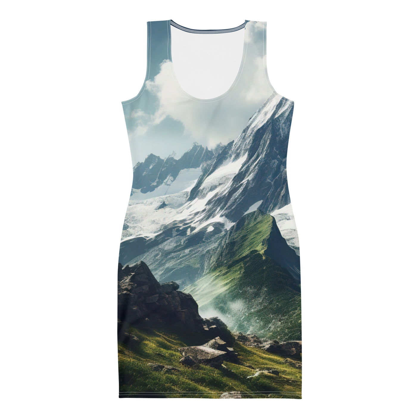Gigantischer Berg - Landschaftsmalerei - Langes Damen Kleid (All-Over Print) berge xxx