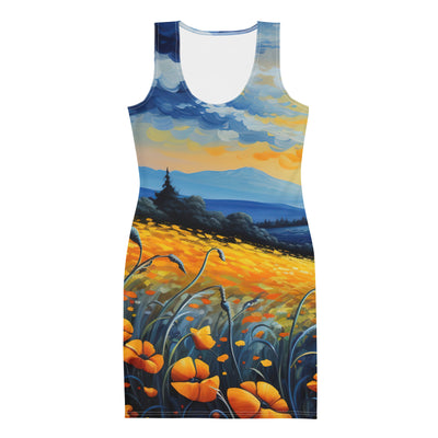 Berglandschaft mit schönen gelben Blumen - Landschaftsmalerei - Langes Damen Kleid (All-Over Print) berge xxx