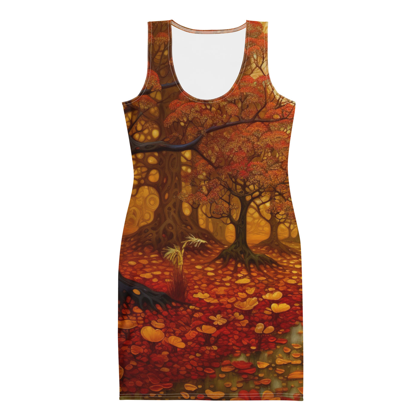 Wald im Herbst und kleiner Bach - Langes Damen Kleid (All-Over Print) camping xxx XL