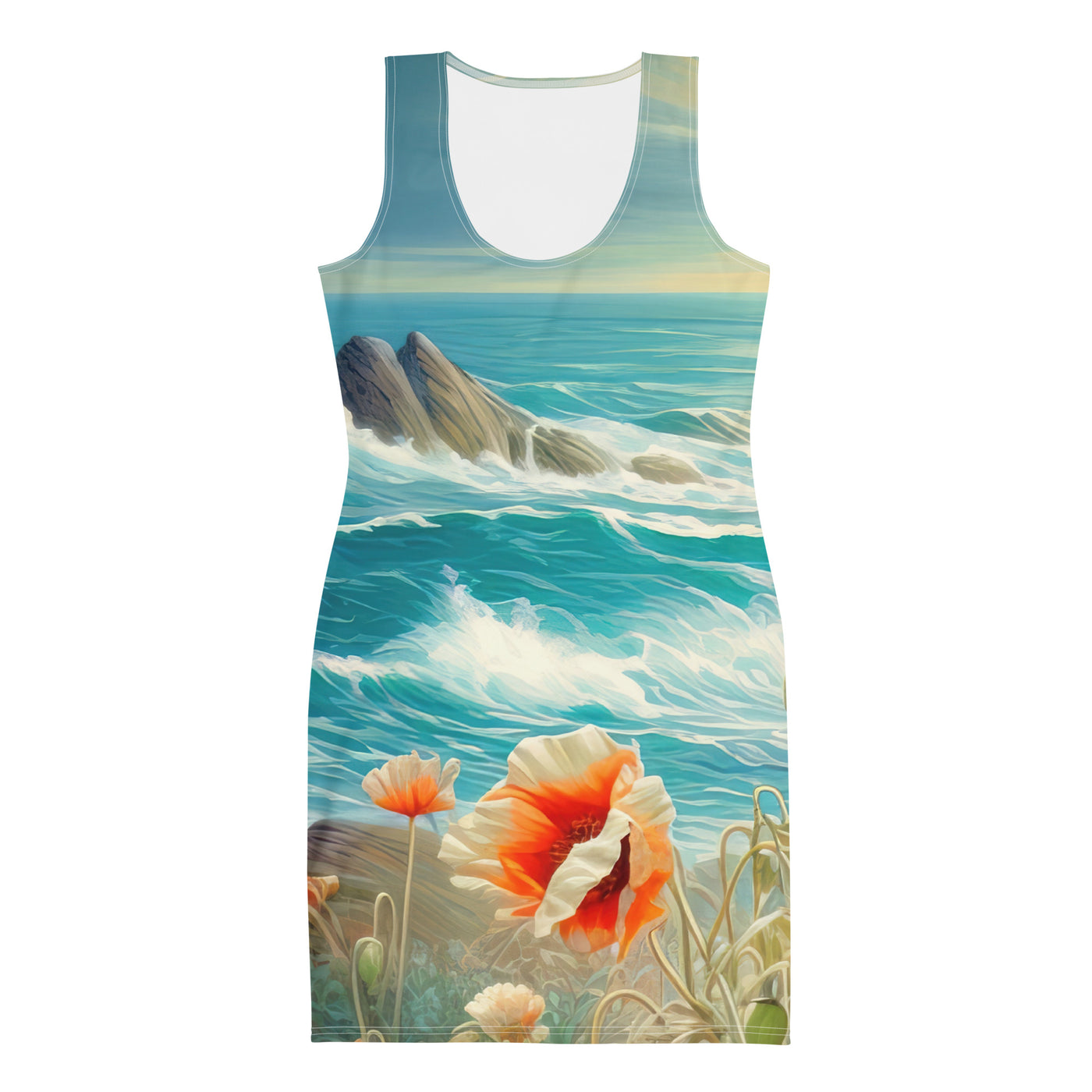 Blumen, Meer und Sonne - Malerei - Langes Damen Kleid (All-Over Print) camping xxx