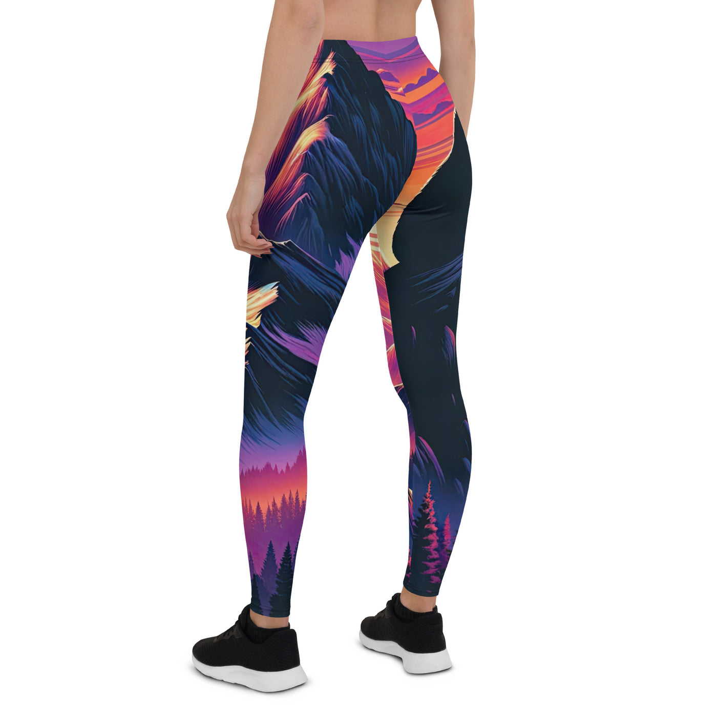 Alpen-Sonnenuntergang mit Bär auf Hügel, warmes Himmelsfarbenspiel - Leggings (All-Over Print) camping xxx yyy zzz