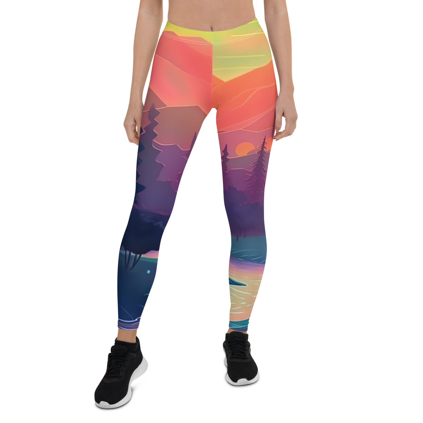 Berge, Fluss, Sonnenuntergang - Malerei - Leggings (All-Over Print) berge xxx