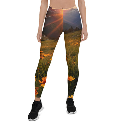 Gebirge, Sonnenblumen und Sonnenaufgang - Leggings (All-Over Print) berge xxx