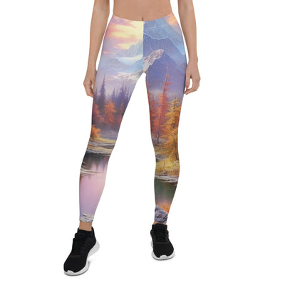 Landschaftsmalerei - Berge, Bäume, Bergsee und Herbstfarben - Leggings (All-Over Print) berge xxx