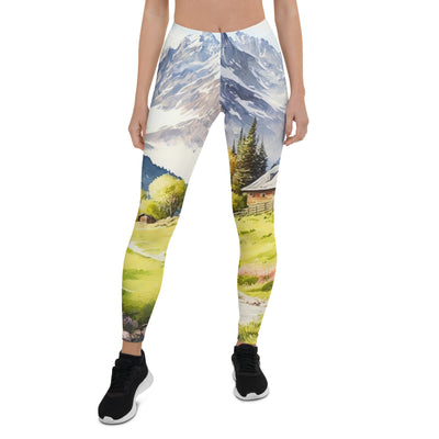 Epische Berge und Berghütte - Landschaftsmalerei - Leggings (All-Over Print) berge xxx