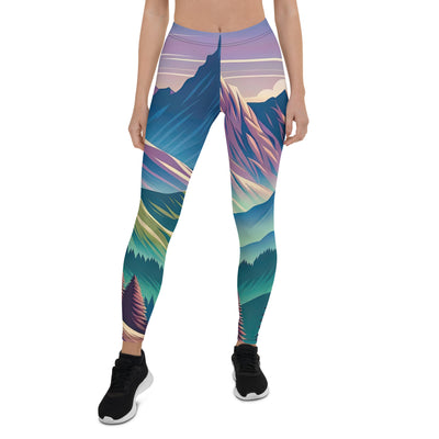 Harmonische Berglandschaft mit Schweizer Flagge auf Gipfel - Leggings (All-Over Print) berge xxx yyy zzz