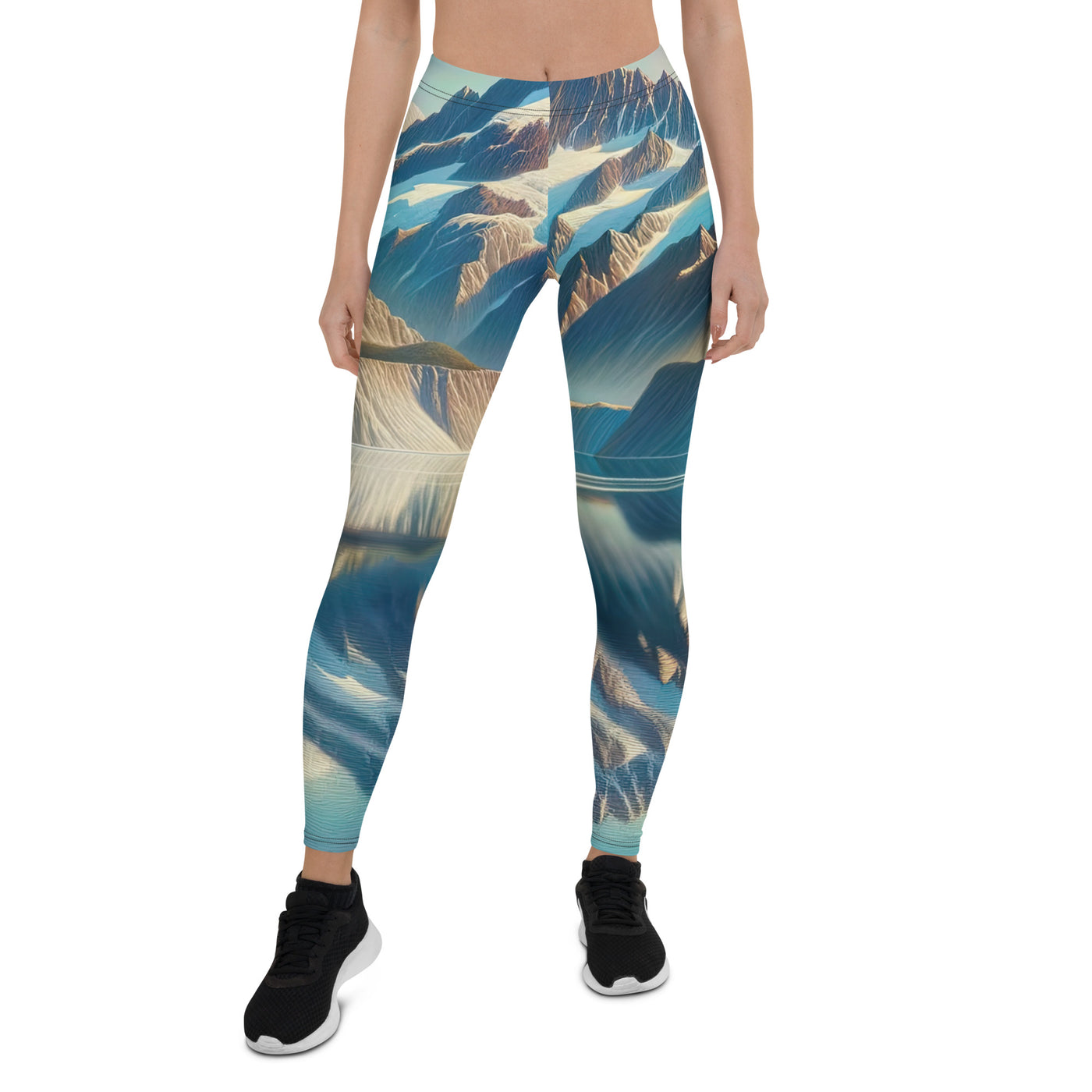 Ölgemälde eines unberührten Sees, der die Bergkette spiegelt - Leggings (All-Over Print) berge xxx yyy zzz XL