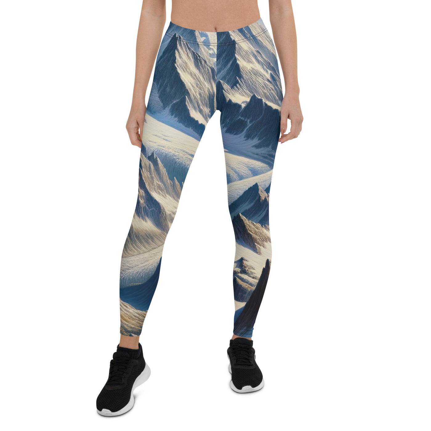 Ölgemälde der Alpen mit hervorgehobenen zerklüfteten Geländen im Licht und Schatten - Leggings (All-Over Print) berge xxx yyy zzz