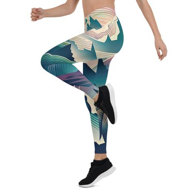 Bär im Panoramablick der Alpen, moderne Kunst-Gebirgsschichten - Leggings (All-Over Print) camping xxx yyy zzz