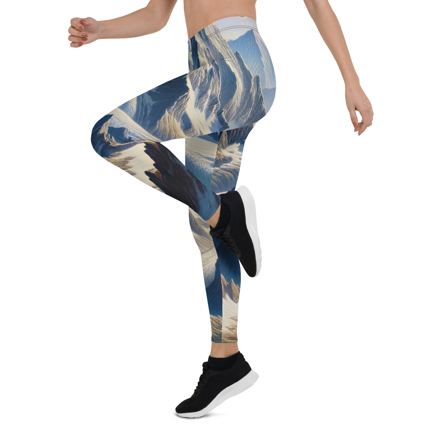 Ölgemälde der Alpen mit hervorgehobenen zerklüfteten Geländen im Licht und Schatten - Leggings (All-Over Print) berge xxx yyy zzz