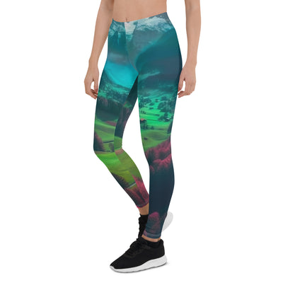 Berglandschaft und Dorf - Fotorealistische Malerei - Leggings (All-Over Print) berge xxx