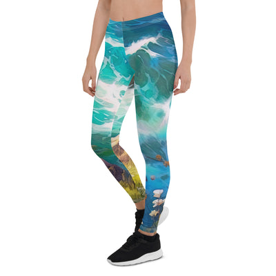 Berge, Blumen, Fluss und Steine - Malerei - Leggings (All-Over Print) camping xxx