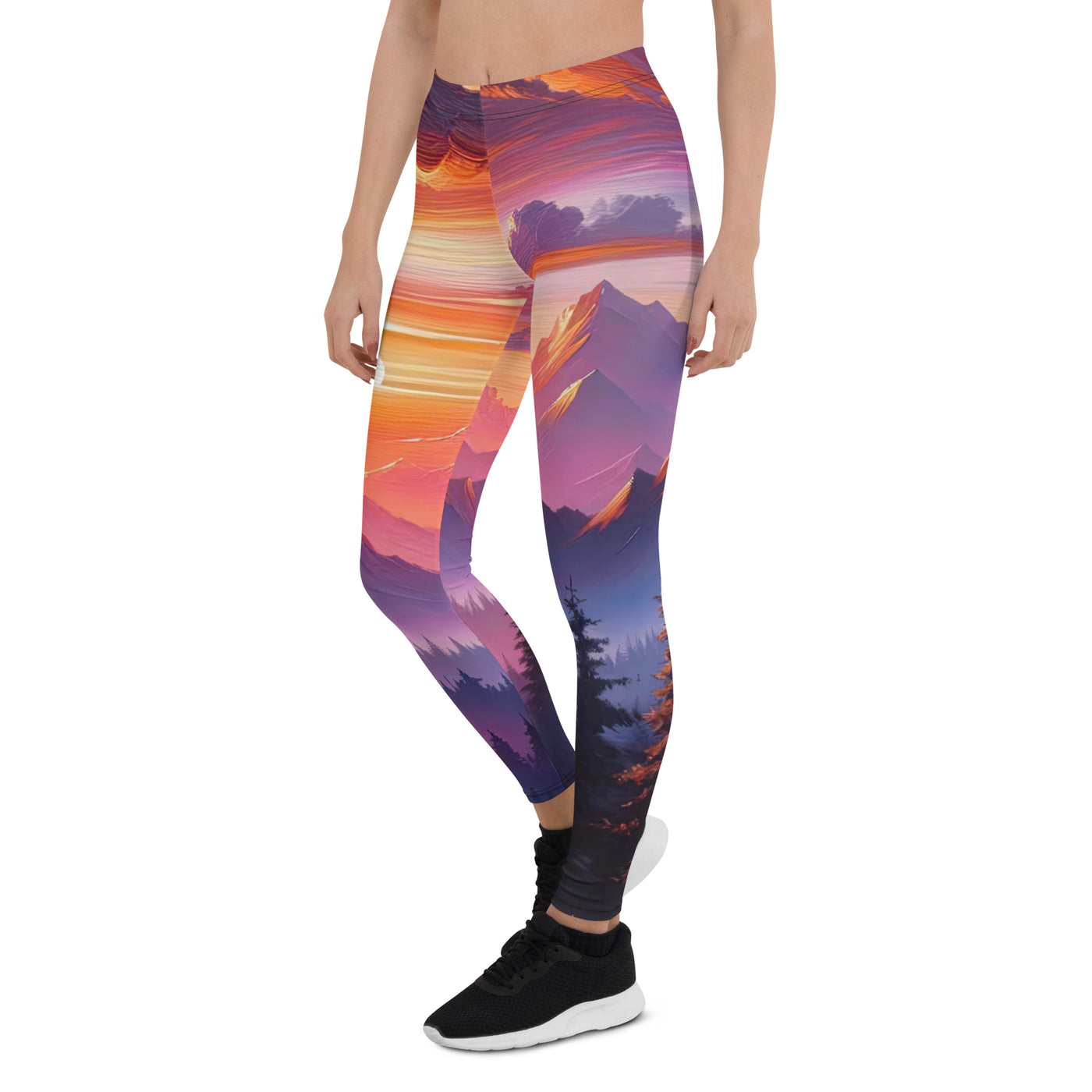 Ölgemälde der Alpenlandschaft im ätherischen Sonnenuntergang, himmlische Farbtöne - Leggings (All-Over Print) berge xxx yyy zzz