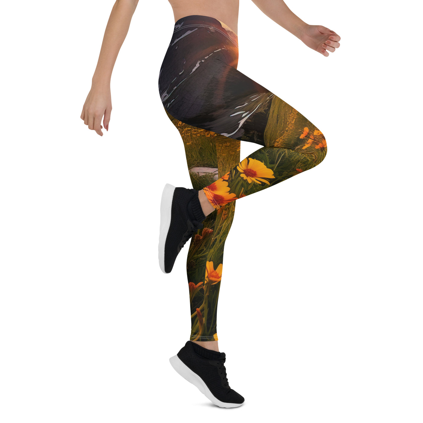 Gebirge, Sonnenblumen und Sonnenaufgang - Leggings (All-Over Print) berge xxx