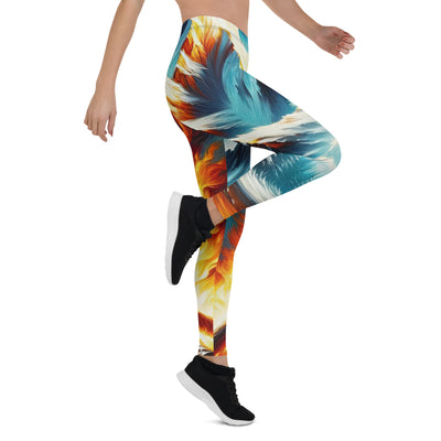 Ölgemälde von Feuer und Eis: Lagerfeuer und Alpen im Kontrast, warme Flammen - Leggings (All-Over Print) camping xxx yyy zzz