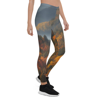 Berge, Wald und Nebel - Malerei - Leggings (All-Over Print) berge xxx