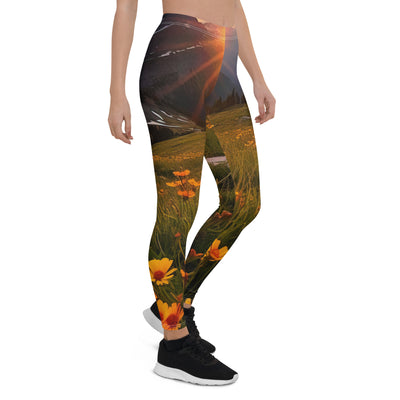 Gebirge, Sonnenblumen und Sonnenaufgang - Leggings (All-Over Print) berge xxx