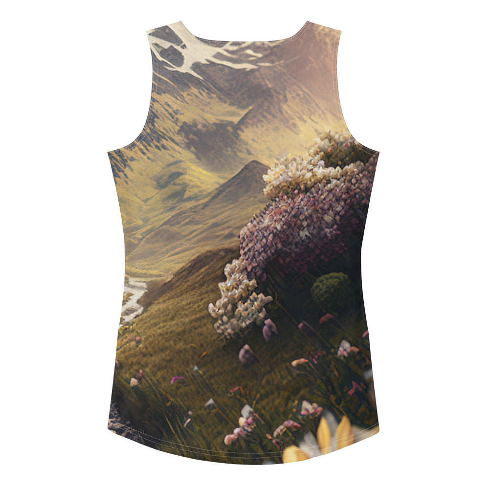 Epischer Berg, steiniger Weg und Blumen - Realistische Malerei - Damen Tanktop (All-Over Print) berge xxx XL