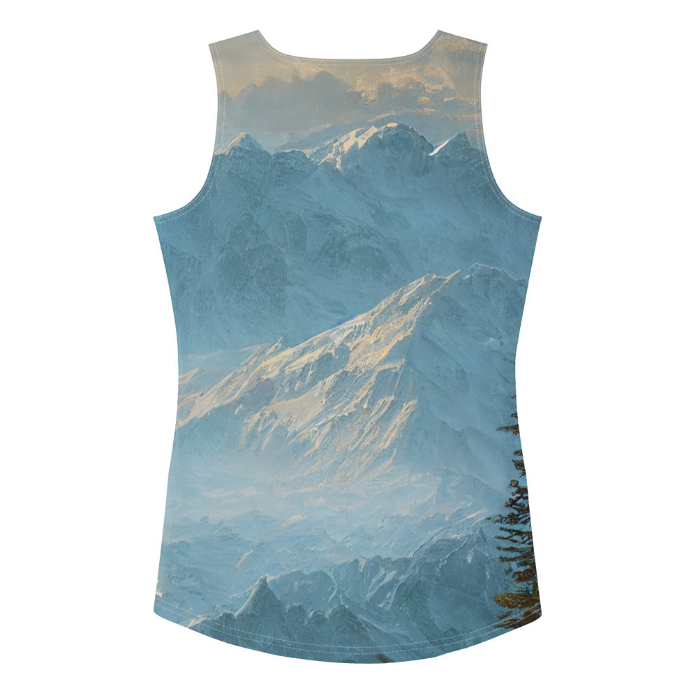 Schöne Berge mit Nebel bedeckt - Ölmalerei - Damen Tanktop (All-Over Print) berge xxx XL
