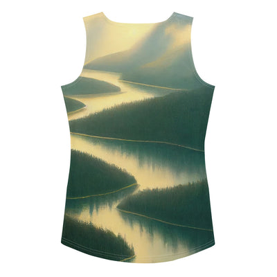 Landschaft mit Bergen, See und viel grüne Natur - Malerei - Damen Tanktop (All-Over Print) berge xxx