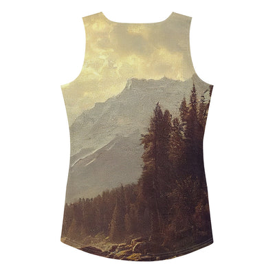 Landschaft mit Bergen, Fluss und Bäumen - Malerei - Damen Tanktop (All-Over Print) berge xxx XL