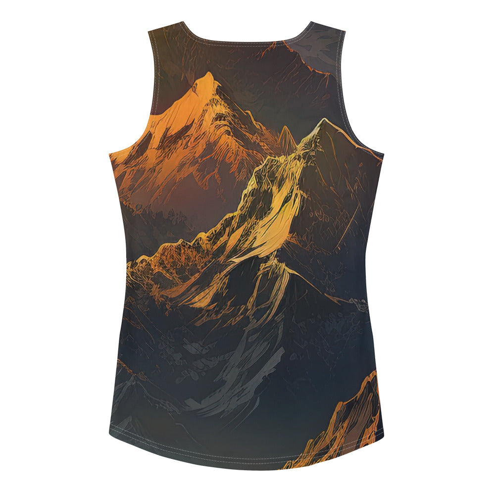 Wunderschöne Himalaya Gebirge im Nebel und Sonnenuntergang - Malerei - Damen Tanktop (All-Over Print) berge xxx XL