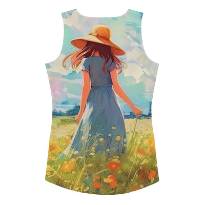 Dame mit Hut im Feld mit Blumen - Landschaftsmalerei - Damen Tanktop (All-Over Print) camping xxx