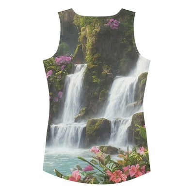 Wasserfall im Wald und Blumen - Schöne Malerei - Damen Tanktop (All-Over Print) camping xxx XL