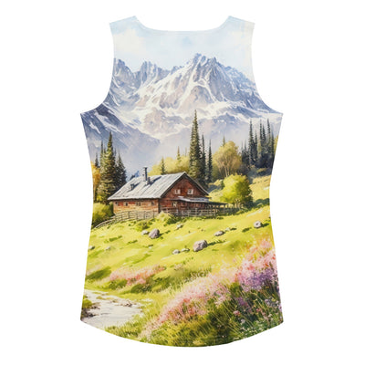 Epische Berge und Berghütte - Landschaftsmalerei - Damen Tanktop (All-Over Print) berge xxx