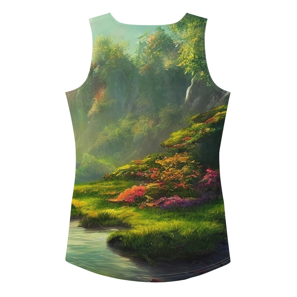 Bach im tropischen Wald - Landschaftsmalerei - Damen Tanktop (All-Over Print) camping xxx XL