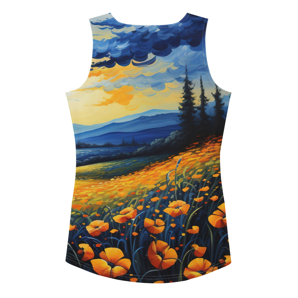Berglandschaft mit schönen gelben Blumen - Landschaftsmalerei - Damen Tanktop (All-Over Print) berge xxx XL