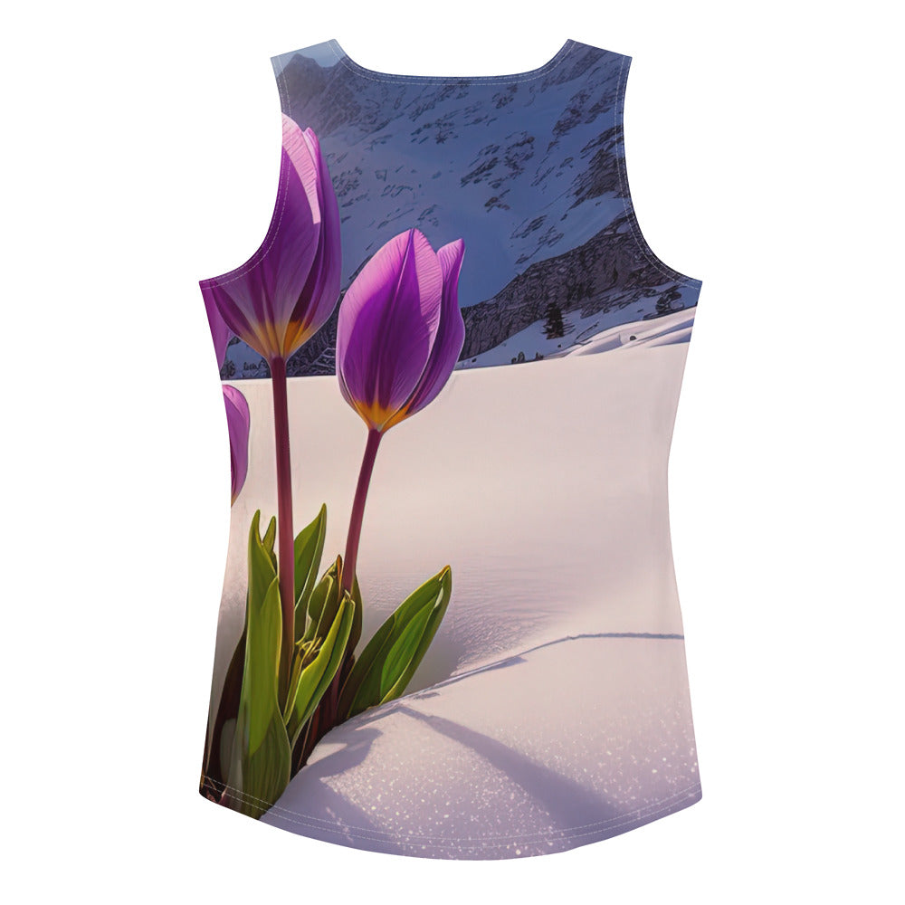 Tulpen im Schnee und in den Bergen - Blumen im Winter - Damen Tanktop (All-Over Print) berge xxx XL