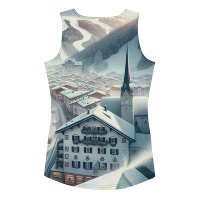 Winter in Kitzbühel: Digitale Malerei von schneebedeckten Dächern - Damen Tanktop (All-Over Print) berge xxx yyy zzz