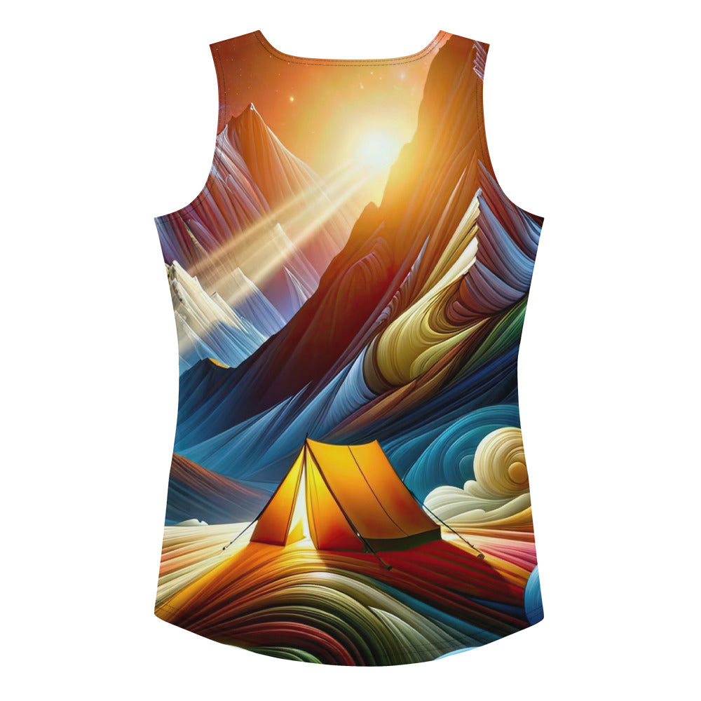 Abstrakte Bergwelt in lebendigen Farben mit Zelt - Damen Tanktop (All-Over Print) camping xxx yyy zzz XL
