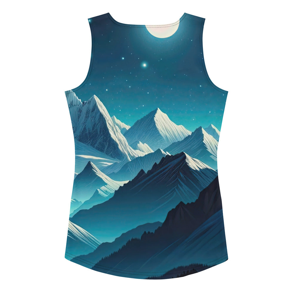 Sternenklare Nacht über den Alpen, Vollmondschein auf Schneegipfeln - Damen Tanktop (All-Over Print) berge xxx yyy zzz XL