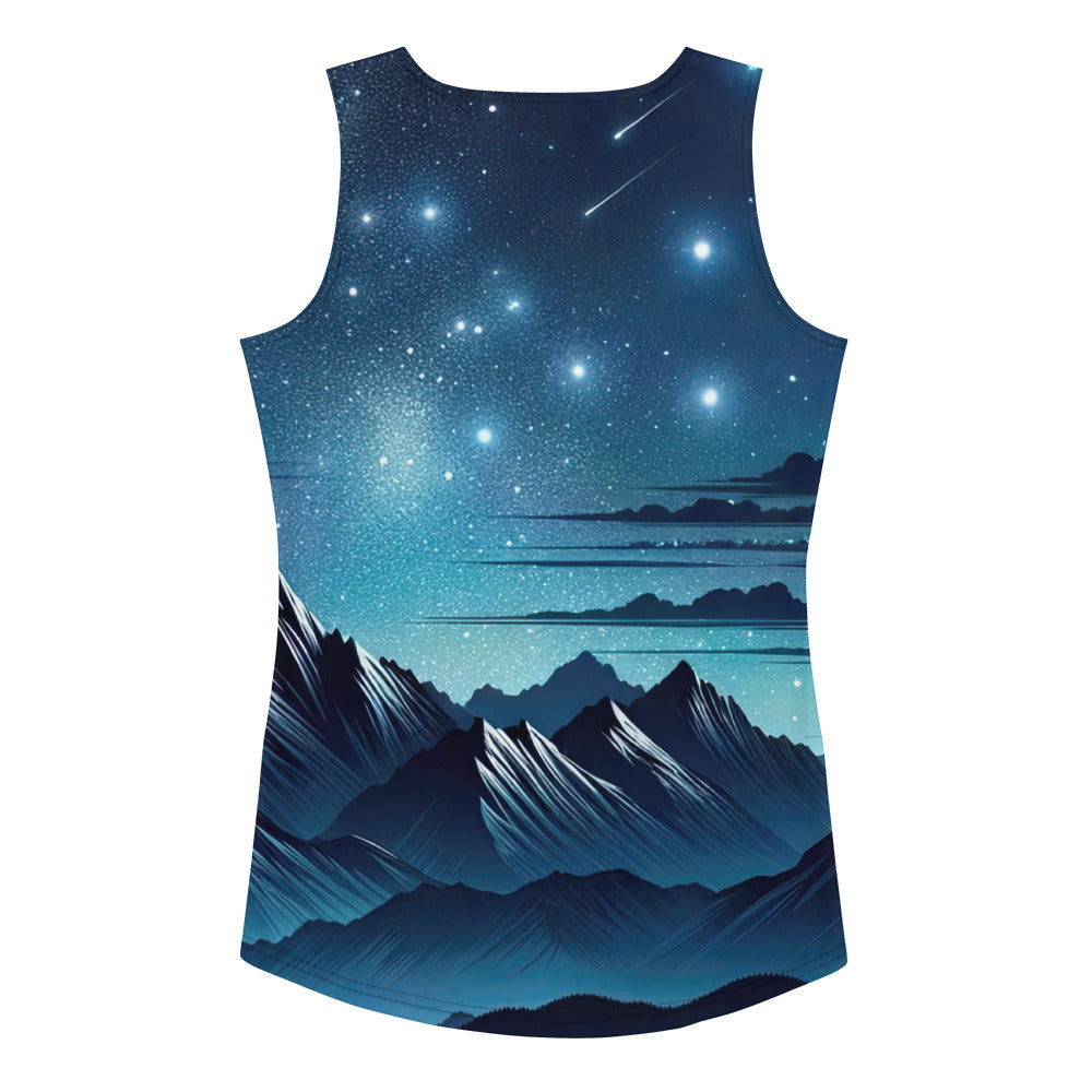 Alpen unter Sternenhimmel mit glitzernden Sternen und Meteoren - Damen Tanktop (All-Over Print) berge xxx yyy zzz XL