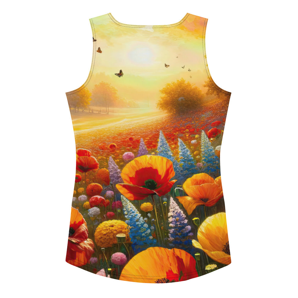 Ölgemälde eines Blumenfeldes im Sonnenuntergang, leuchtende Farbpalette - Damen Tanktop (All-Over Print) camping xxx yyy zzz XL