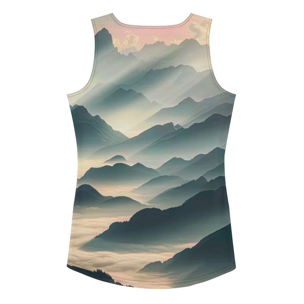 Foto der Alpen im Morgennebel, majestätische Gipfel ragen aus dem Nebel - Damen Tanktop (All-Over Print) berge xxx yyy zzz